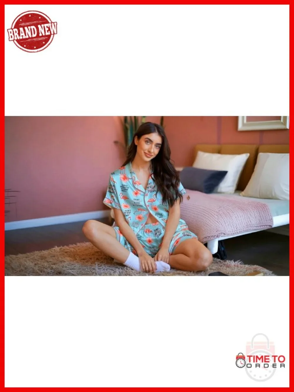 Satin Pajama Set - 2 Piece Button Down Short Pajamas for Summer Lounging